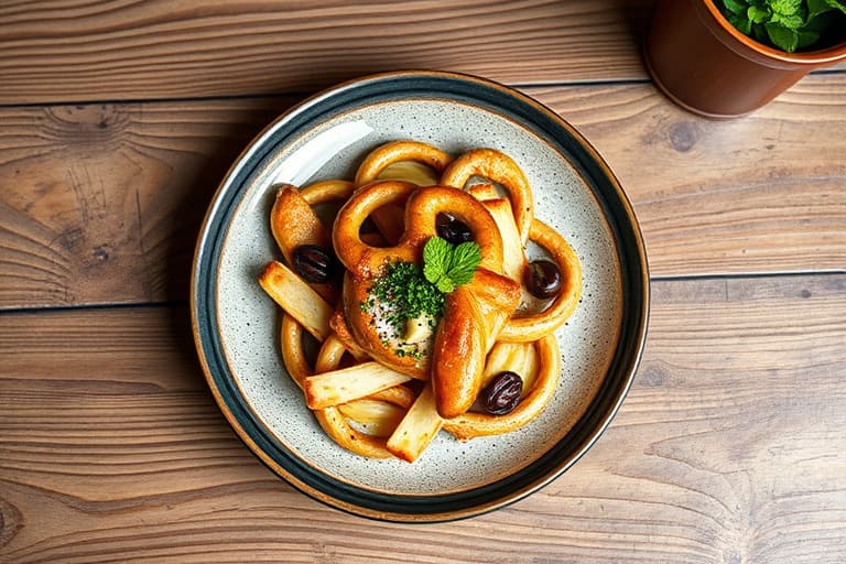 Svin i en pretzel-hette