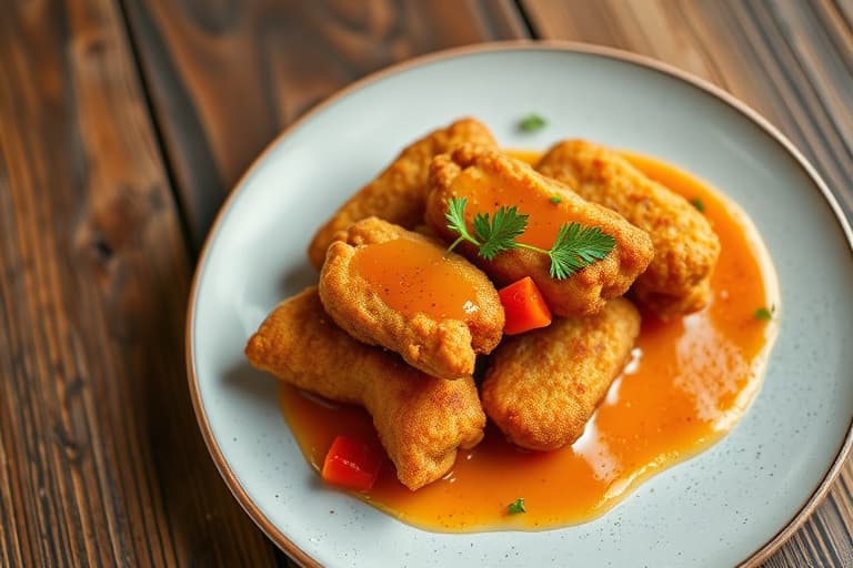 Anisfritters med firefruktkompote