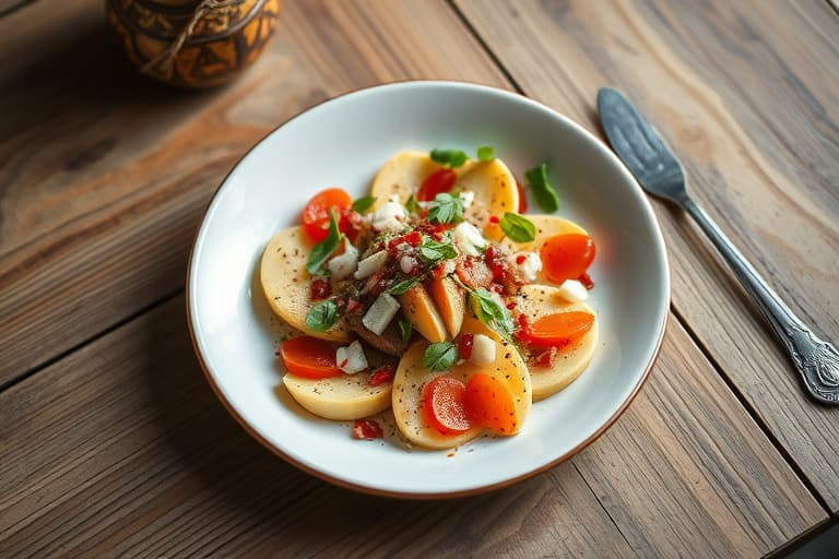 Appelsin-, jícama-, reddik- og svinefett-salat