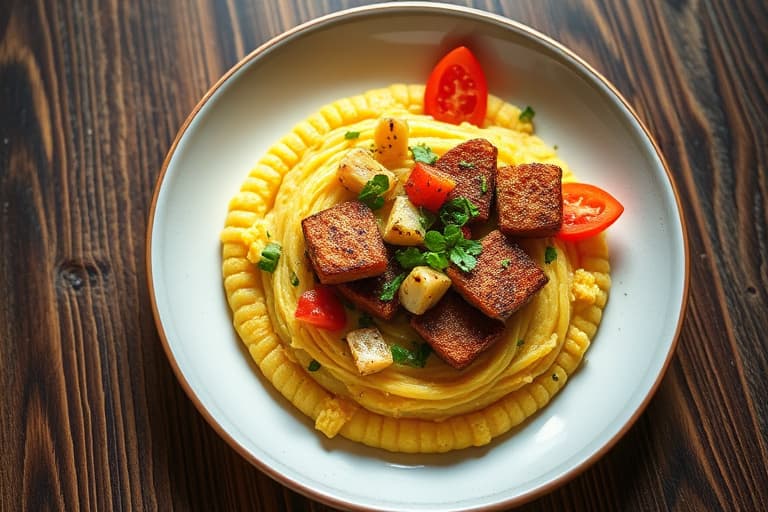 Kremet polenta med frikassé av trøffel-sopp