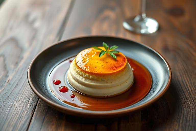 Grønn te-iskrem-soufflé med sake-marinerte tørkede kirsebær