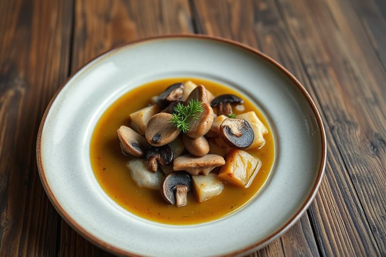 Ferske østers og shiitake-krem med ertepuré