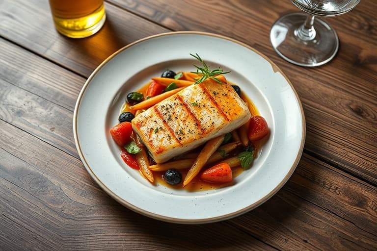 Ristet filét av rød snapper med en lett ølglasur