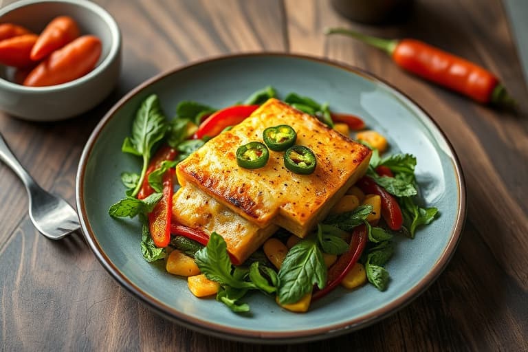 Fersk maisgrateng med røde paprikaer og jalapeños