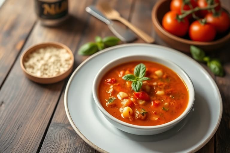 Klassisk melkefri tomat- og basilikumsuppe