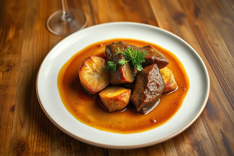 Sauerbraten med ingefærkjeks-saus