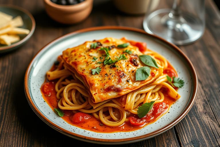 Dypstekte lasagnaporsjoner