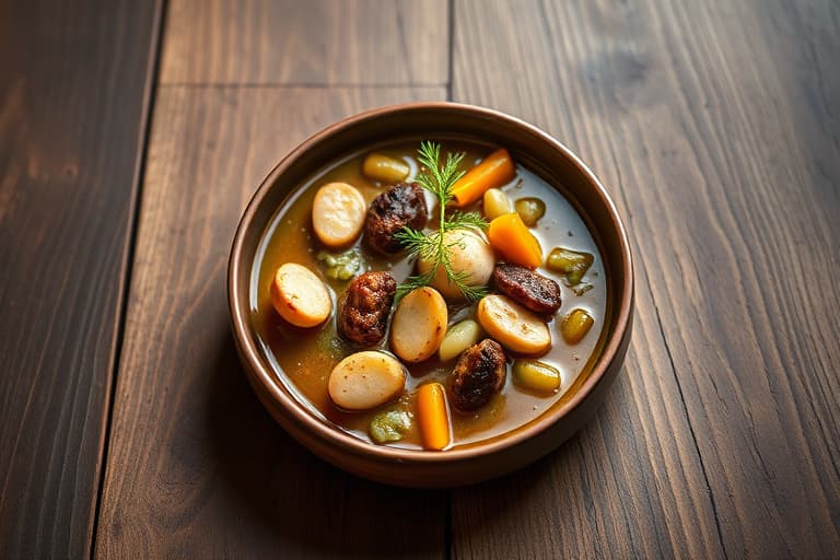 Sort linse- og grønnsakssuppe