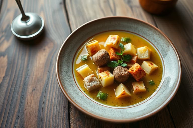 Hjemmelaget grønnsaks- og kjøttsuppe