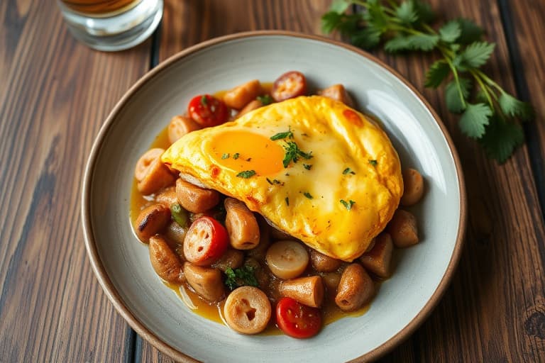 Søtpotet- og grønnkål-omelett