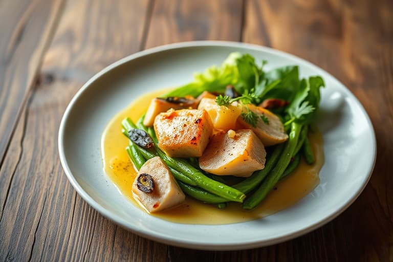 Grønn karri kylling med yam i kokosmelk