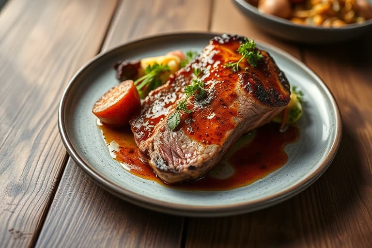 Kirsebær- og chipotleglasert ribbe på baksiden