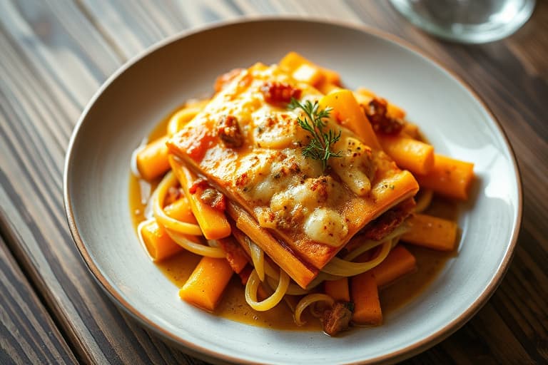 Butternut squash- og chorizolasagne