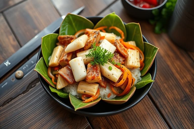 Asiatisk hvitløksbiff i terninger (vietnamesisk Bo Luc Lac eller Rystende Biff)