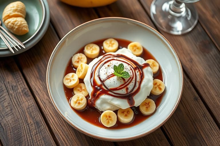 Banan- og sjokoladefrossen yoghurt med valnøtter