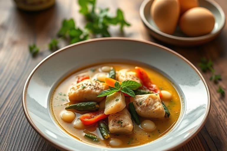 En-trinns kylling- og nudelsuppe