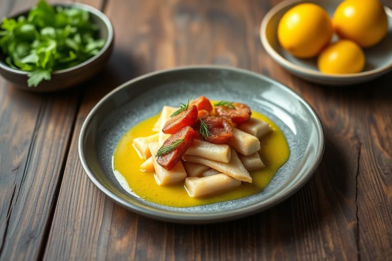 Asparges- og røkelaksbunter med Meyer-sitron saus