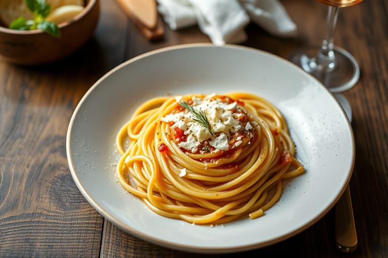 Enkel spaghetti med kylling, parmesan og mozzarella