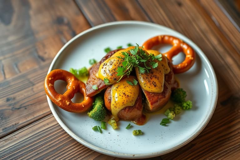 Søte poteter toppet med pretzel