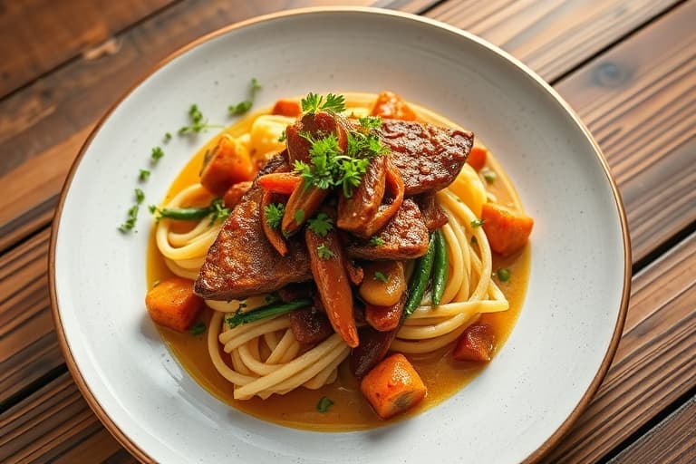 Ethiopisk Firfir med tørket storfekjøtt (Quanta Firfir)