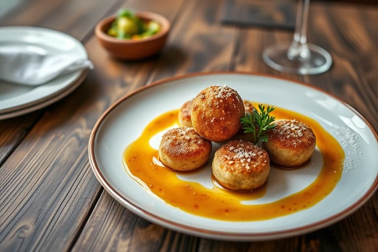 Rabarbra-beignetbiter med jordbærsaus