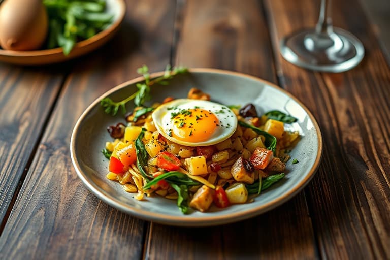 Baconsalat med egg og små biter