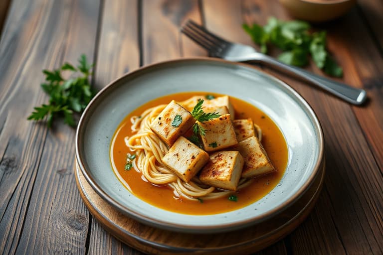 Tofu stekegryte med peanøttsaus (vegansk)