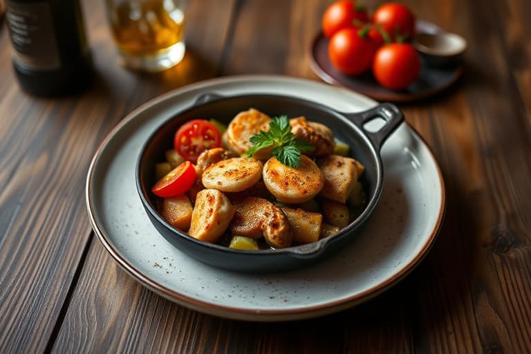 Skillet med grønnkål, spisskummen og tomater