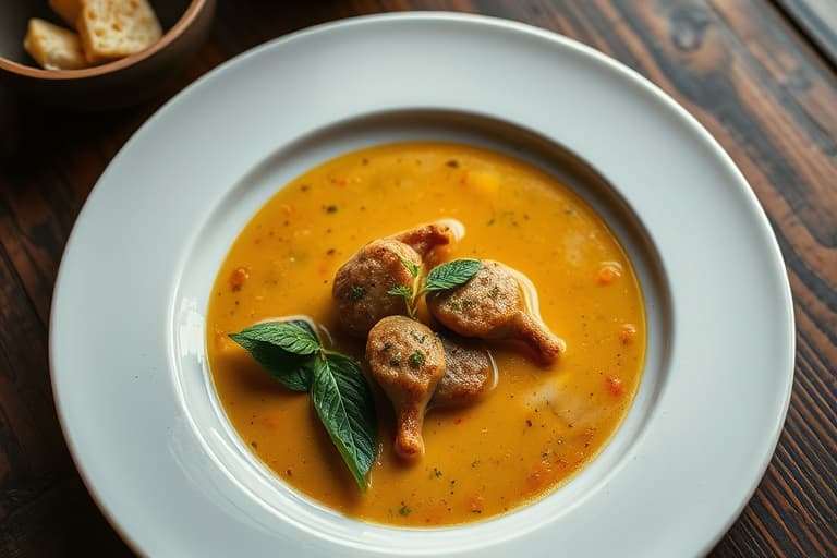Kremet linse- og kastanjesuppe med foie gras-krem