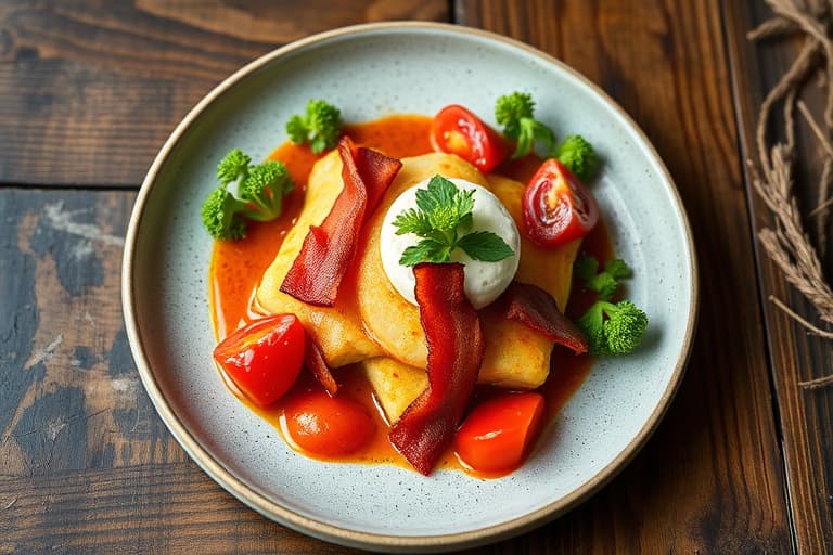 Isberg med tomater, blåmuggost og bacon