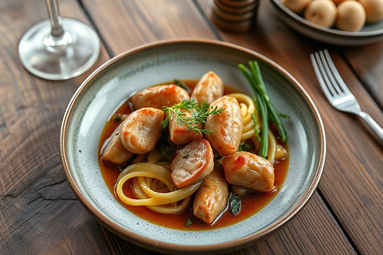 Glaserte kastanjer med grønne bønner