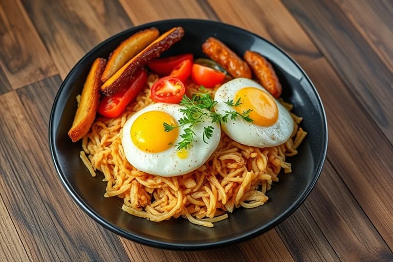 Frokost-Hobo-pakker med hashbrowns, pølse og vårløk