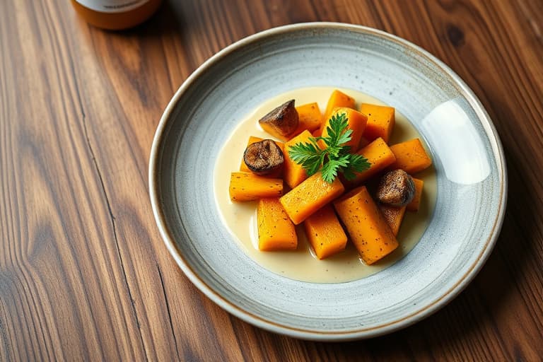 Butternut squash og nudler med kokos-, lime- og koriandersaus