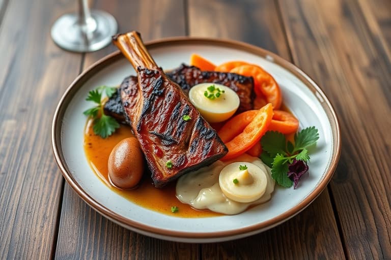 Grillede ribbeinskjøttkoteletter med søt og syrlig fersknerelish