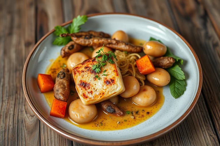 Helstekt kylling med urter under skinnet, hagegrønnsaker, ristet landbrød og ristet brød