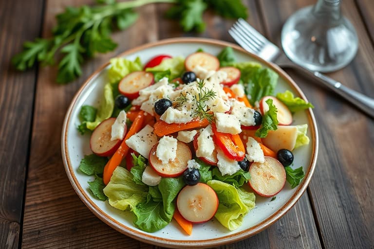 Endive- og sukkerertsalat med parmesan-dressing