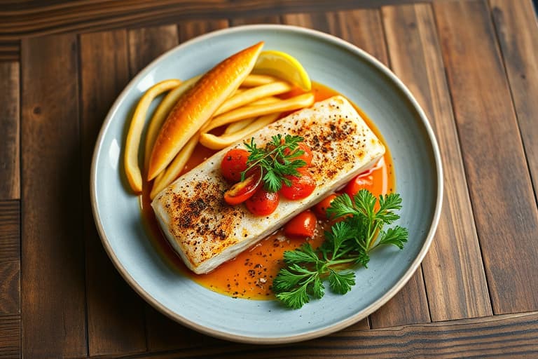 Grillet hel fisk med ovnsbakt tomat- og chilisaus