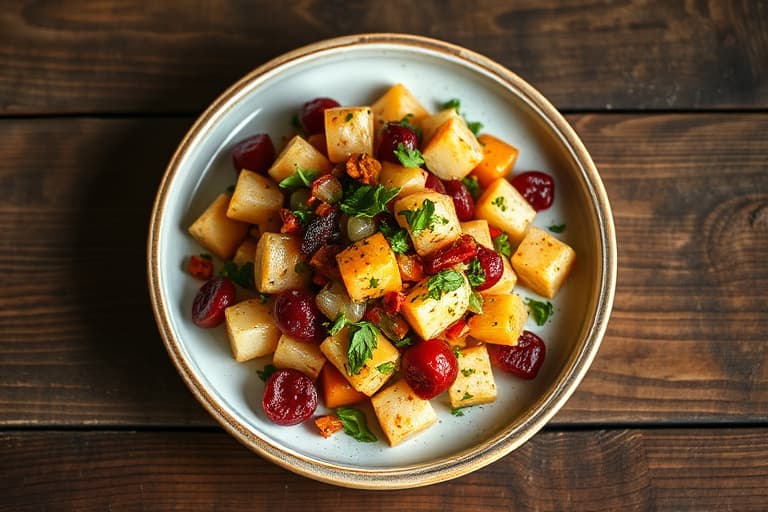 Potet-, grønnbønne- og mais-salat