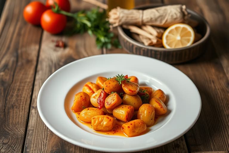 Stekte poteter med paprika og sitron