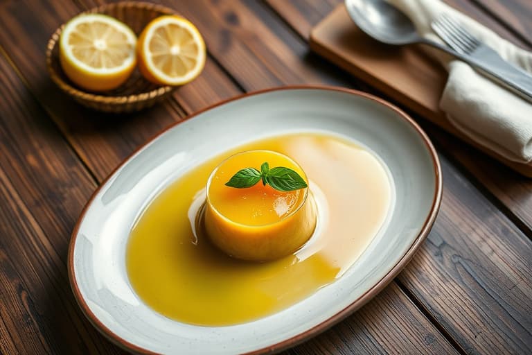 Sitron-snepudding med basilikumkremsaus