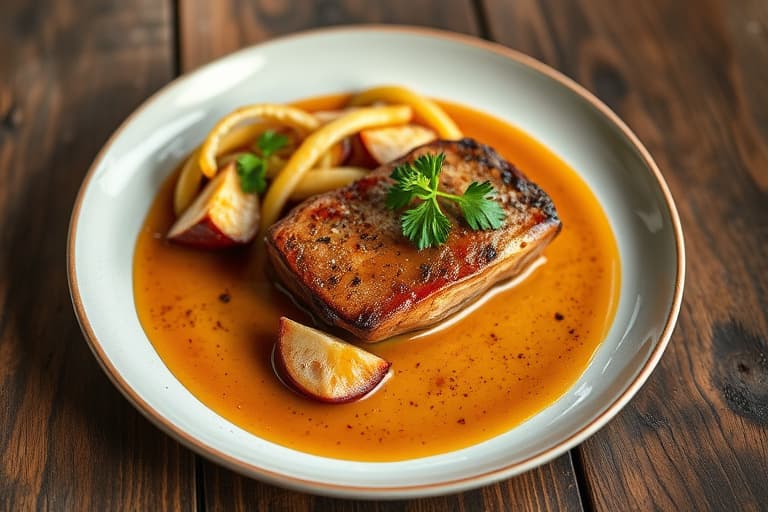 Stekt svinekotelett med salvie- og eplesiderkremsaus