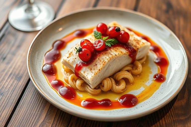 Størøyet tunfisk med rød currant- og eplevinaigrette og sukkererter