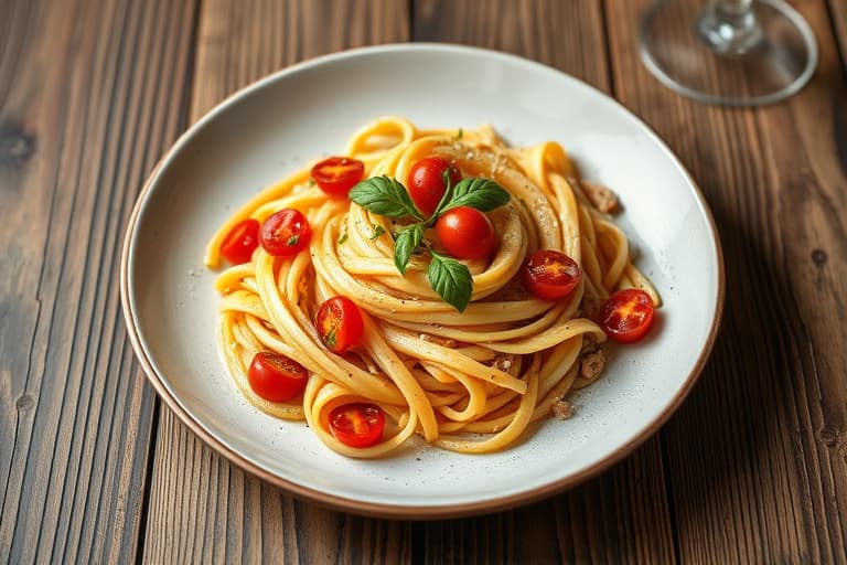 Englehårpasta med kylling og soltørkede tomater