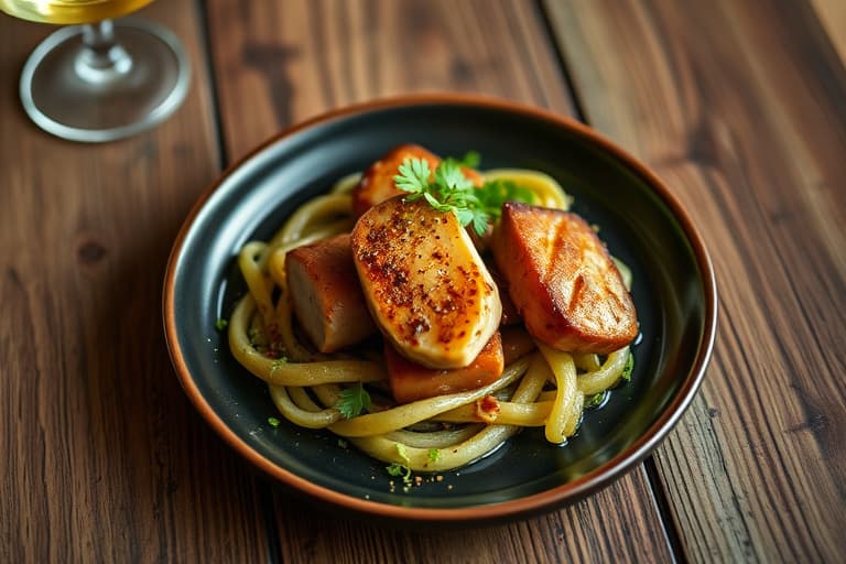 Steinbiter med mais og Tasso Maque Choux