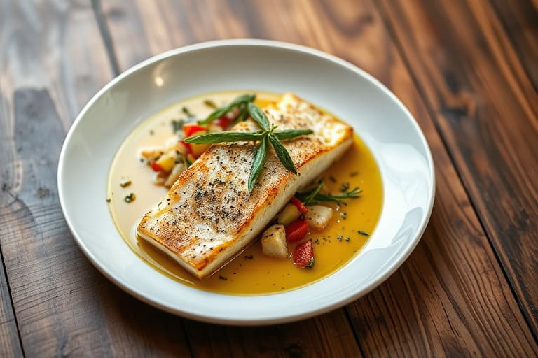 Grillet sverdfisk med rosmarin- og hvitvinsaus