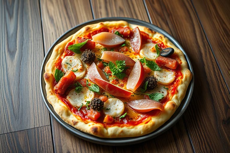 Clam, chard og bacon pizza