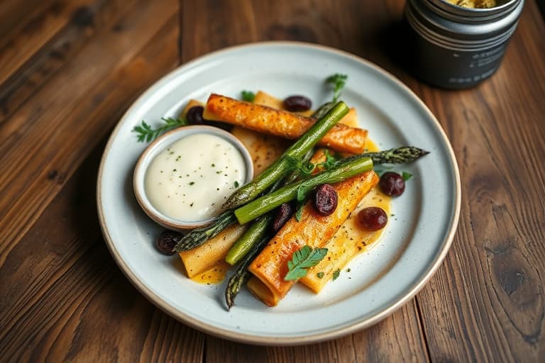 Ristet asparges og små artisjokker med sitron-oregano aioli