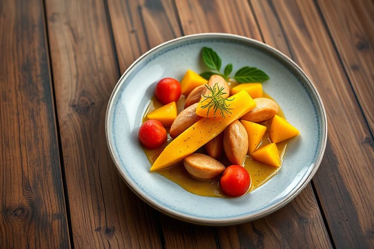 Frossen mango- og bringebærterrin