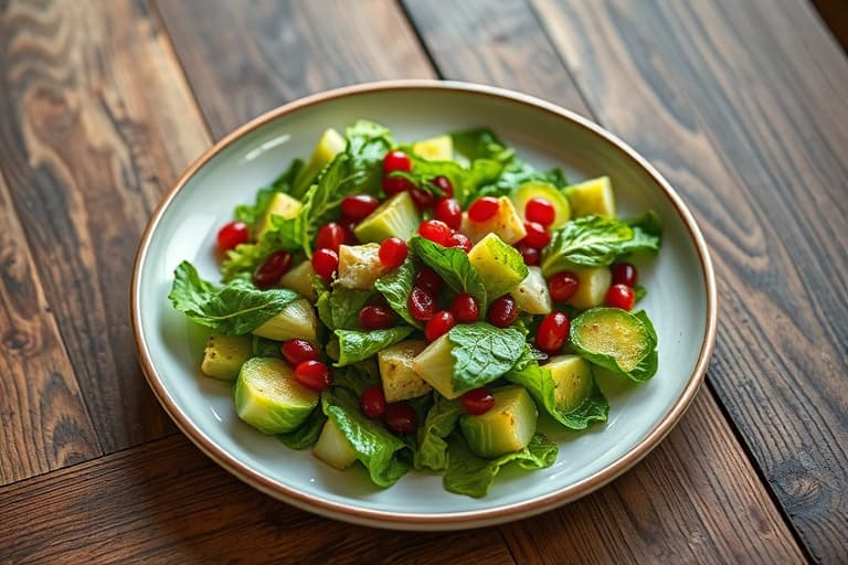Escarole- og smørsalat med granateplefrø og hasselnøtter