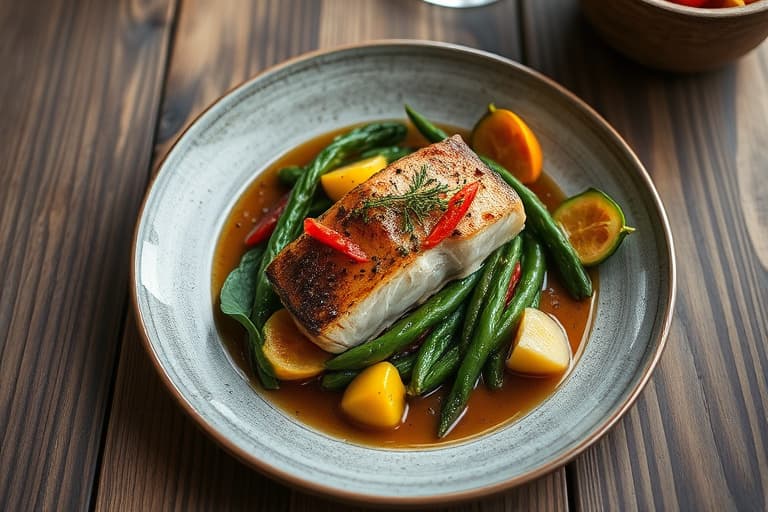 Pepper- og honningglasert laks på sedertreplate